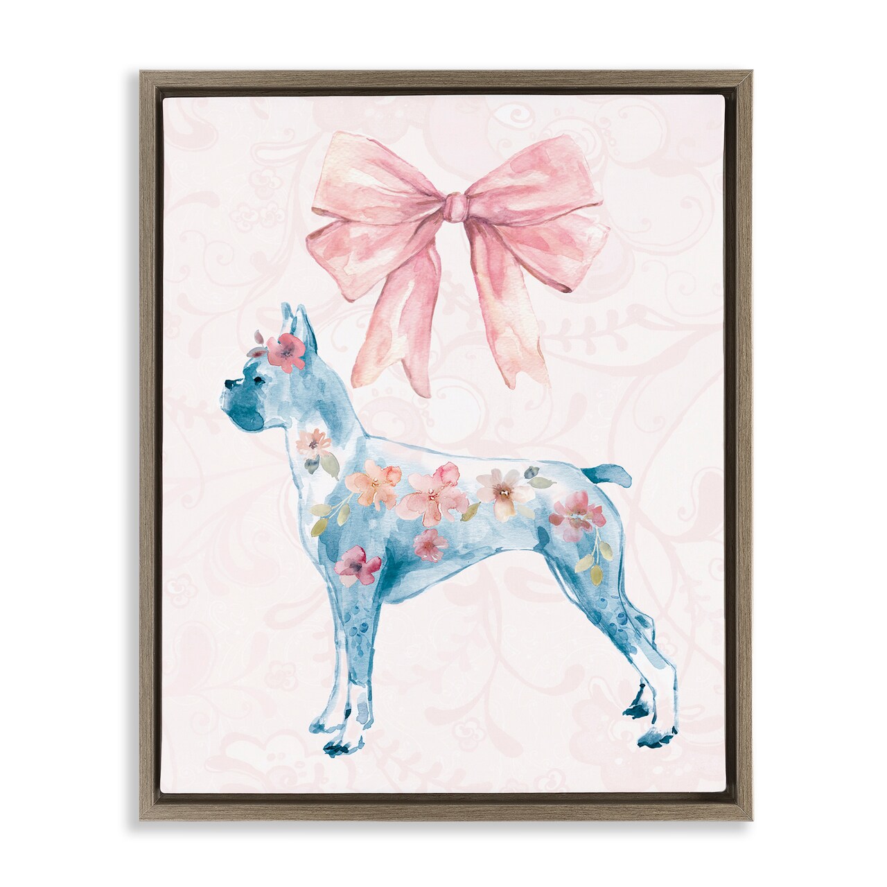 Stupell Industries Trendy Floral Dog Floating Frame Design by Carol Robinson